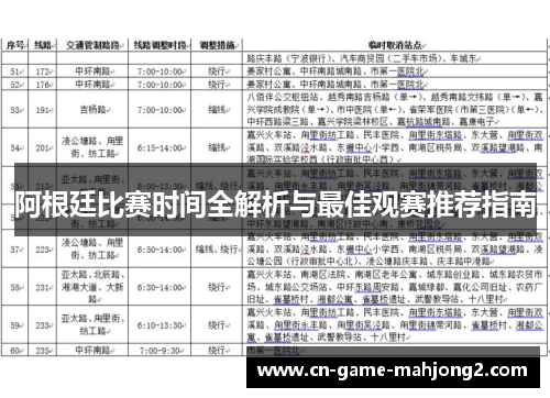 阿根廷比赛时间全解析与最佳观赛推荐指南